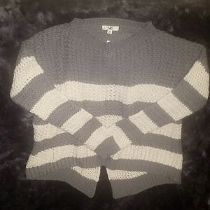 Loose-knit,Open back Gray/Off White Sweater
